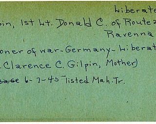 World War II, Vindicator, Donald C. Gilpin, Ravenna, liberated, prisoner, Germany, Clarence C. Gilpin, 1945, Mahoning, Trumbull