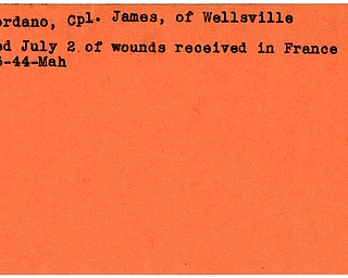 World War II, Vindicator, James Giordano, Wellsville, killed, wounded, France, 1944, Mahoning