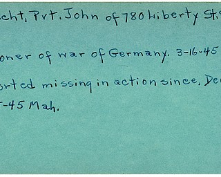 World War II, Vindicator, John Girscht, Salem, prisoner, Germany, 1945, Mahoning, missing