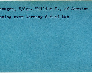 World War II, Vindicator, William J. Glanagan, Atwater, missing, Germany, 1944, Mahoning