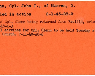 World War II, Vindicator, John J. Glenn, Warren, killed, 1943, 1948
