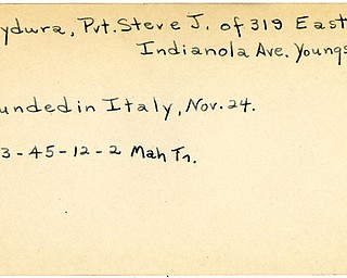 World War II, Vindicator, Steve J. Gleydura, Youngstown, wounded, Italy, 1945, Mahoning, Trumbull