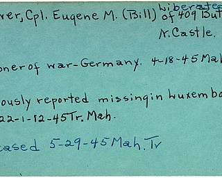World War II, Vindicator, Eugene M. Glover, Bill, liberated, New Castle, prisoner, Germany, 1945, Mahoning, Trumbull, missing, Luxembourg