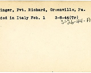 World War II, Vindicator, Richard Goblinger, Greenville, wounded, Italy, 1944, Trumbull