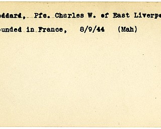 World War II, Vindicator, Charles W. Goddard, East Liverpool, wounded, France, 1944, Mahoning