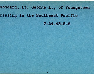 World War II, Vindicator, George L. Goddard, Youngstown, missing, Pacific, 1943