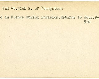 World War II, Vindicator, Wick E. Goist, Youngstown, wounded, France, 1944