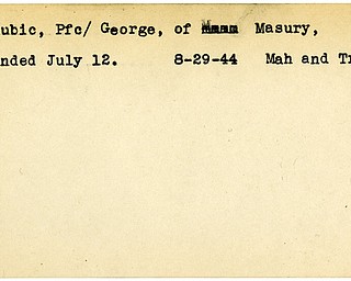 World War II, Vindicator, George Golubic, Masury, wounded, 1944, Mahoning, Trumbull