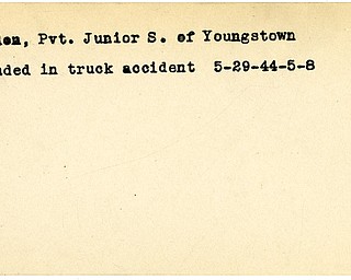 World War II, Vindicator, Junior S. Gordon, Youngstown, wounded, accident, 1944
