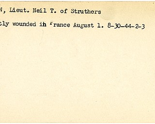 World War II, Vindicator, Neil T. Gordon, Struthers, wounded, France, 1944