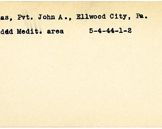 World War II, Vindicator, John A. Gorgas, Ellwood City, Pennsylvania, wounded, Mediterranean, 1944