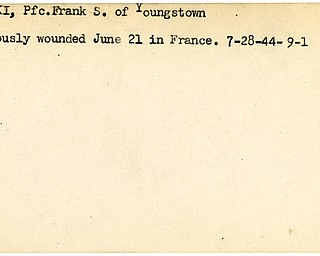 World War II, Vindicator, Frank S. Gorski, Youngstown, wounded, France, 1944