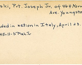 World War II, Vindicator, Joseph Gorski Jr., Youngstown, wounded, Italy, 1945, Mahoning, Trumbull