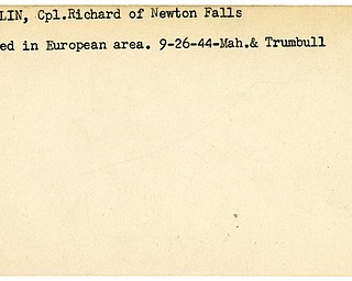 World War II, Vindicator, Richard Gosselin, Newton Falls, wounded, Europe, 1944, Mahoning, Trumbull