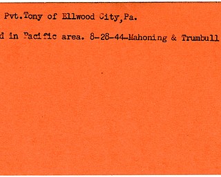 World War II, Vindicator, Tony Gott, Ellwood City, Pennsylvania, killed, Pacific, 1944, Mahoning, Trumbull