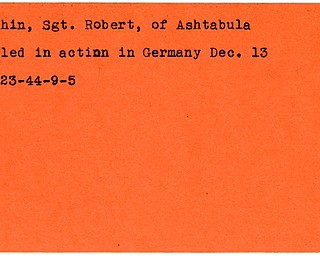 World War II, Vindicator, Robert Gouhin, Ashtabula, killed, Germany, 1944