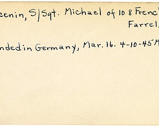 World War II, Vindicator, Michael Gracenin, Farrell, wounded, Germany, 1945, Mahoning, Trumbull
