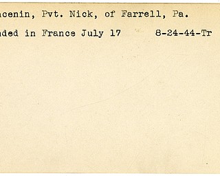 World War II, Vindicator, Nick Gracenin, Farrell, Pennsylvania, wounded, France, 1944, Trumbull