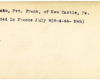 World War II, Vindicator, Frank Granato, New Castle, Pennsylvania, wounded, France, 1944, Mahoning