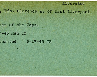 World War II, Vindicator, Clarence A. Gray, East Liverpool, Prisoner, Japan, 1945, Liberated, Mahoning, Trumbull
