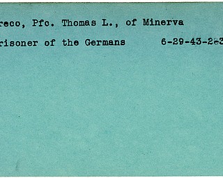 World War II, Vindicator, Thomas L. Greco, Minerva, prisoner, Germany, 1943