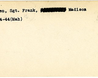 World War II, Vindicator, Frank Green, Madison, 1944, Mahoning