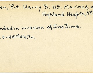 World War II, Vindicator, Harry R. Green, Marines, New Castle, wounded, Iwo Jima, 1945, Mahoning, Trumbull