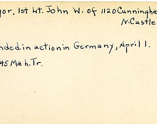 World War II, Vindicator, John W. Gregor, New Castle, wounded, Germany, 1945, Mahoning, Trumbull