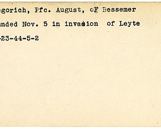 World War II, Vindicator, August Gregorich, Bessemer, wounded, Leyte, 1944