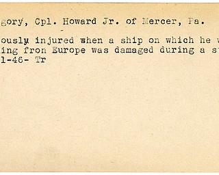 World War II, Vindicator, Howard Gregory Jr, Mercer, wounded, 1946, Trumbull
