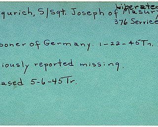 World War II, Vindicator, Joseph Gregurich, liberated, Masury, prisoner, Germany, 1945, Trumbull, Mahoning