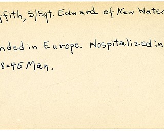 World War II, Vindicator, Edward Griffith, New Waterford, wounded, Europe, hospitalized, Utah, 1945, Mahoning