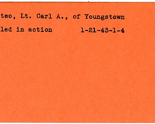 World War II, Vindicator, Carl A. Matteo, Youngstown, killed, 1943