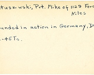 World War II, Vindicator, Mike Matuszwski, Niles, wounded, Germany, 1945, Trumbull