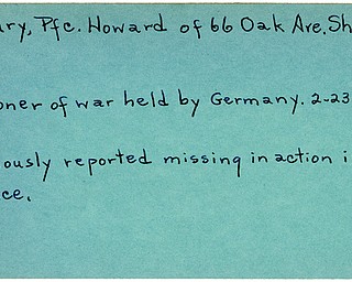 World War II, Vindicator, Howard Maury, Sharon, missing, France, prisoner, Germany, 1945, Trumbull