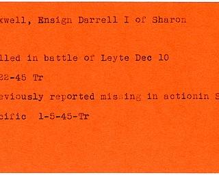 World War II, Vindicator, Darrell I. Maxwell, Sharon, missing, Pacific, killed, Leyte, 1945, Trumbull