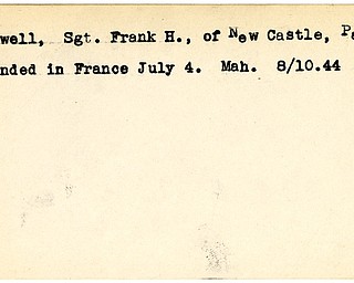 World War II, Vindicator, Frank H. Maxwell, New Castle, Pennsylvania, wounded, France, Mahoning, 1944