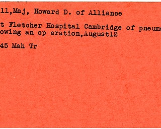 World War II, Vindicator, Howard D. Maxwell, Alliance, died, Fletcher Hospital, Cambridge, pneumonia, 1945, Mahoning, Trumbull