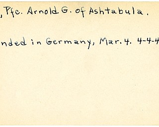 World War II, Vindicator, Arnold G. May, Ashtabula, wounded, Germany, 1945, Mahoning, Trumbull