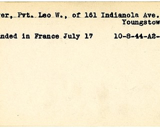 World War II, Vindicator, Leo W. Mayer, Youngstown, wounded, France, 1944