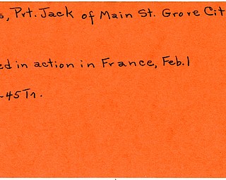 World War II, Vindicator, Jack Mays, Grove City, killed, France, 1945, Trumbull