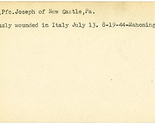 World War II, Vindicator, Joseph Mazur, New Castle, Pennsylvania, wounded, Italy, 1944, Mahoning