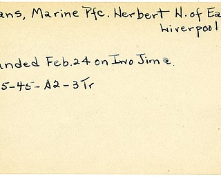 World War II, Vindicator, Herbert H. Means, East Liverpool, wounded, Iwo Jima, 1945, Trumbull