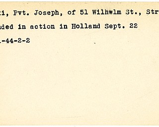 World War II, Vindicator, Joseph Meeki, Struthers, wounded, Holland, 1944