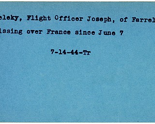 World War II, Vindicator, Joseph Meleky, Farrell, missing, France, 1944, Trumbull