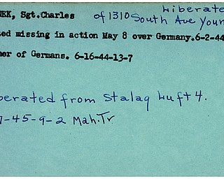 World War II, Vindicator, Charles Melnek, Youngstown, missing, Germany, prisoner, Germans, liberated, Stalag Luft 4, 1944, 1945, Mahoning, Trumbull