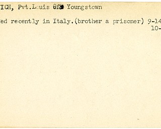 World War II, Vindicator, Louis Melovich, Youngstown, wounded, Italy, 1944, brother prisoner