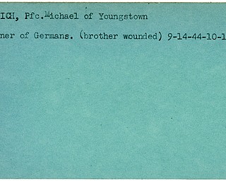 World War II, Vindicator, Michael Melovich, Youngstown, prisoner, Germans, Germany, 1944, brother wounded