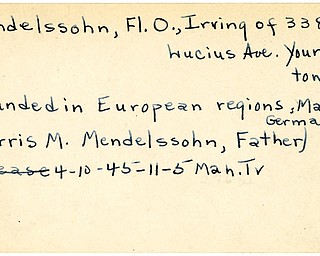 World War II, Vindicator, Irving Mendelssohn, Youngstown, wounded, Europe, Germany, 1945, Mahoning, Trumbull, Morris M. Mendelssohn