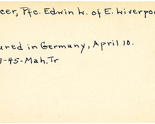 World War II, Vindicator, Edwin L. Mercer, East Liverpool, injured, wounded, Germany, 1945, Mahoning, Trumbull